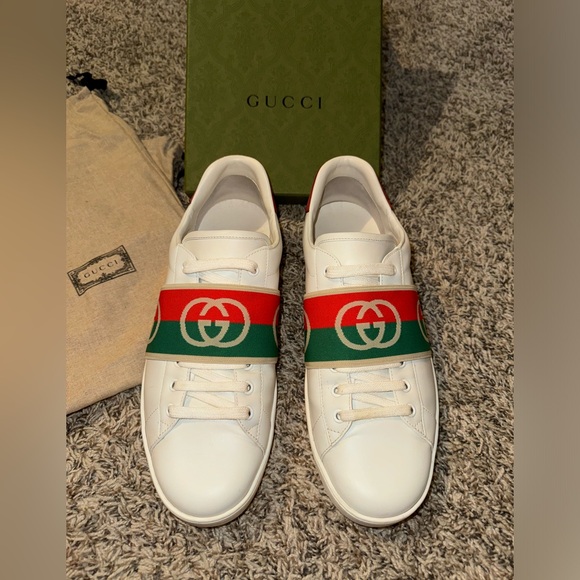 Gucci Ace Elastic Logo Web Sneakers - Picture 2 of 8